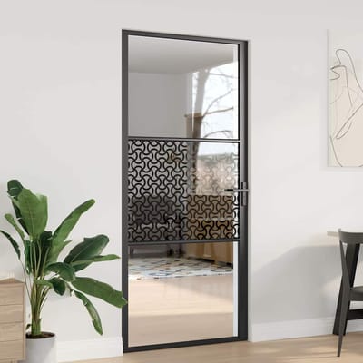 vidaXL - Glazen - deur - 93 - x - 3,5 - x - 201,5 - cm - Aluminium - Zwart