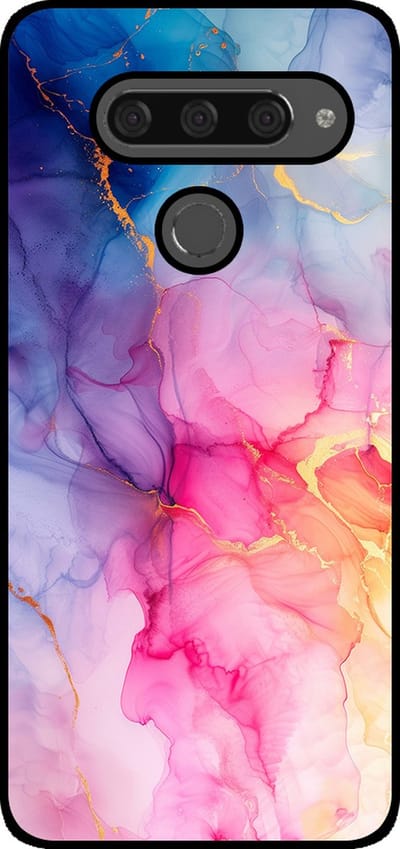 Smartphonica Telefoonhoesje Geschikt voor LG V40 met marmer opdruk - TPU backcover case marble design - Regenboog geschikt voor LG V40