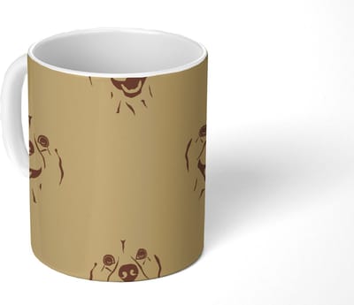 Mok - Koffiemok - Hond - Vintage - Patroon - Jongens - Mokken - 350 ML - Beker - Koffiemokken - Theemok