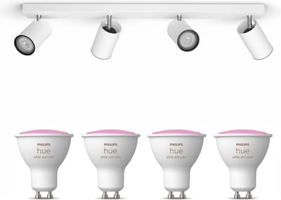 Philips Hue Kosipo Opbouwspot (Wit) - Wit en Gekleurd Licht - Plafondspot met 4 Lichtpunten - GU10 - Hue White and Color Ambiance