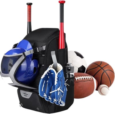 Softbal Tas - Honkbal Rugzak - Sportuitrusting Opslag - Apart Schoenenvak - 54 x 36 x 23 cm - Zwart