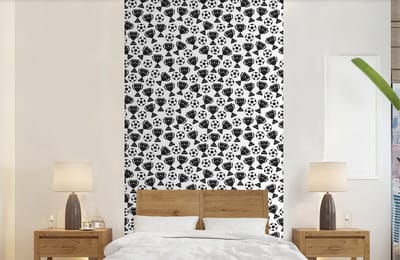 Behang - Fotobehang Patronen - Voetbal - Beker - Jongens - Kinderen - Kids - Kindje - Breedte 120 cm x hoogte 240 cm