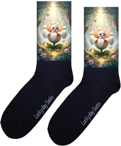 LuckyDay Socks - Vlinder - Grappige sokken - Origineel cadeau - Verjaardag cadeau - Sint cadeau - Opkikker - Vrolijke sokken - Cadeautje - Grappig cadeau - Bloemen - Kraam cadeau - Kerstcadeau - Vaderdag - Moederdag - Maat 37-44