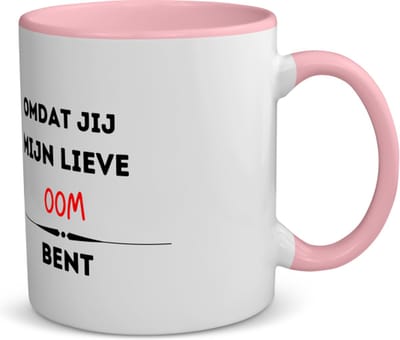 Akyol - omdat jij mijn lieve oom bent koffiemok - theemok - roze - Oom - de liefste oom - verjaardag - cadeautje voor oom - kado - geschenk - 350 ML inhoud