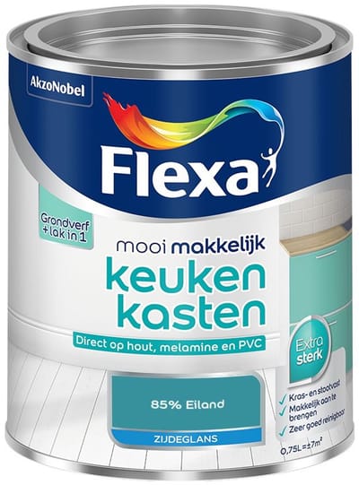 Flexa - Mooi Makkelijk Keukenkasten Zijdeglans - 85% Eiland - Mengverf - 750 Ml