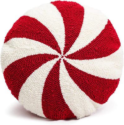 Daity Kerstkussen - snoepkussen - wit rond decoratief kussen - zacht winterkussen voor kerstdecoratie - schattig pluchen kussen - kussen voor slaapbank - 15x15 inch