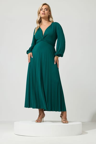 Yours London Groene Maxijurk Met Lange Mouwen En Knoopdetails Size 38