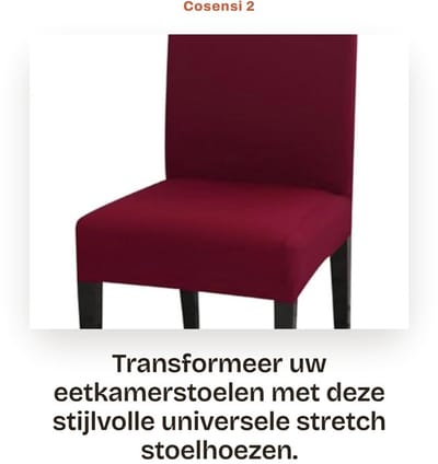 Dailygoods- Stoelhoezen 2 Stuks - Universele Stretch - Eetkamerstoelen - Afneembaar - Wasbaar - Geschikt voor Rugleuninghoogte 45-65 cm - Stoelhoes