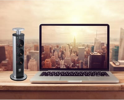Inbouw Tafelstopcontact met 3 Stopcontacten en 2 USB-Poorten - Intrekbare Stekkertoren