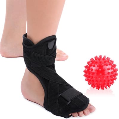 Verstelbare Plantar Fasciitis Dorsale Nacht- en Dagsplint met Stekelige Massagebal wit