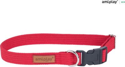Amiplay Halsband verstelbaar Cotton rood maat-S / 28-40x1,5cm