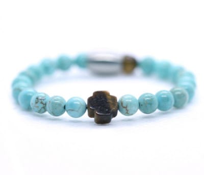 IbizaMen KIDS - Jongens - armband - turkoois - turquoise - 6mm - 16cm