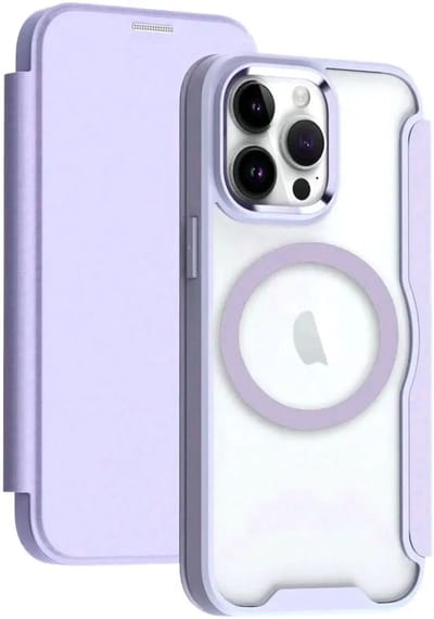 Portemonnee Hoesje Geschikt voor Apple iPhone 15 Pro Max | Compatibel met MagSafe | Wallet Book Case met Magneet | Beschermhoes met Pasjeshouder | Paars