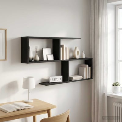 vidaXL - Wandplank - Zwart - eiken - 100 - x - 12 - x - 50,5 - cm - Bewerkt - hout