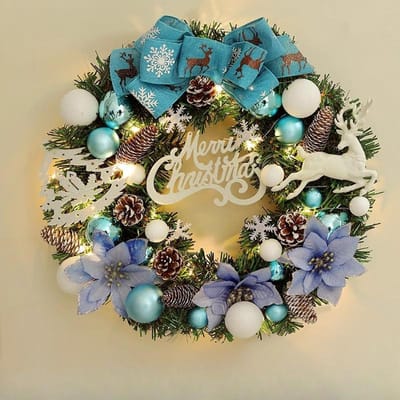 Guirlande Krans Kerstversieringen Simulatie Rotan Kerstboom Hotel Winkelscène Indeling Deurhanger Wanddecoratie Ornamenten . 44cm blue