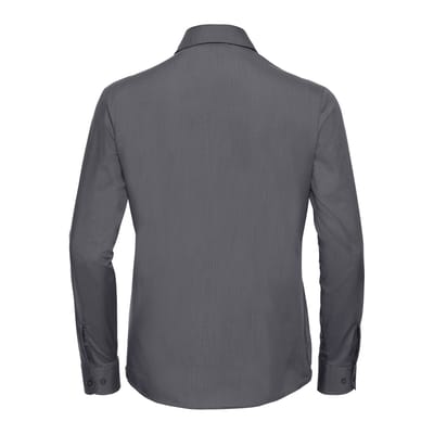 Russell Collection Dames/Dames Poplin Easy-Care Overhemd met Lange Mouwen (Konvooi Grijs)