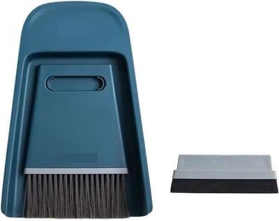 Mini Bezem Stofpan - Reinigingsset Desktop - Snel Opruimen - Zachte Borstelharen - Compact Ontwerp - Oceaan Blauw