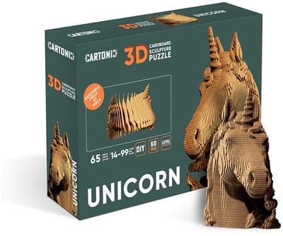 CARTONIC- Unicorn- 3D Puzzel-Speelgoed- Puzzel-DIY- Creatief- Karton- Kinderen en volwassen- 3D- puzzel-Eenhoorn