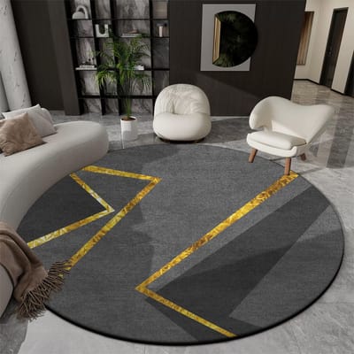 Geometrische Ronde Vloerkleden voor Woonkamer Luxe Decoratie Huis Groot Formaat Pluche Tapijten Slaapkamer Studeerkamer Antislip Stoelmat Vloer Zacht 3.9ft(120x120cm)