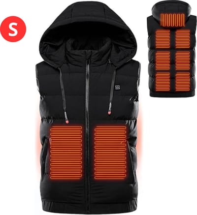 Nivard Verwarmde Bodywarmer - Heated Vest - Elektrische Bodywarmer - Met Capuchon - Water Afstotend - Oplaadbaar - Heren - Maat S - Zwart