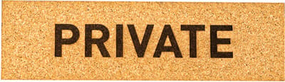 Deurbordje - PRIVATE - Rechthoek - Kurk - 45 x 155 mm - Prive - Geen toegang - Deurbord - Zelfklevend