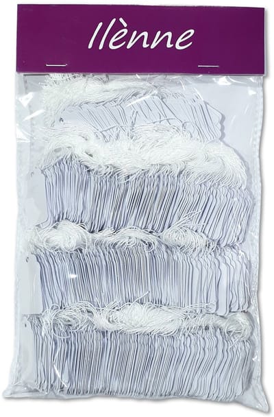 Ilènne - Witte Prijskaartjes met koord - 1000 stuks - 22x35 mm - Draadetiketten voor sieraden en kleine artikelen