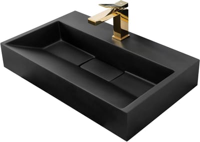 Opzetwastafel Goya - Wastafel kom - Badkamer inrichten - Gemaakt van conglomeraat - 60 x 37 cm - Zwart mat