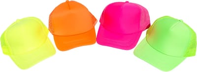 Baseball Cap - Neon pet - 1x Neon Pink - 1x Neon Groen - 1x Neon Geel - 1x Neon Oranje - 4 Stuks - Festival