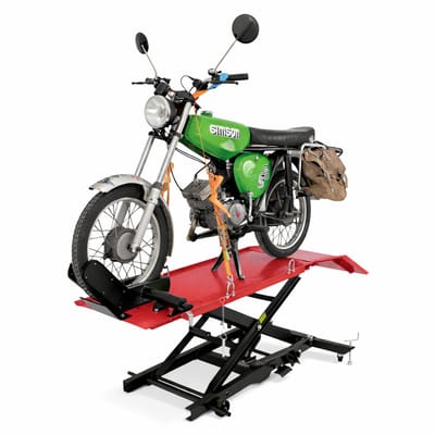 TRUTZHOLM Hydraulische Motorlift 360kg - Breedte 47cm - Motorfiets Heftafel Compact Montageplatform Zwart Rood