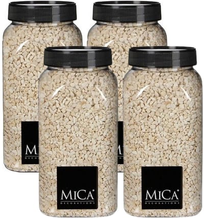 Mica Decorations decoratie stenen/granulaat - 4x - 650ml - creme - hobby steentjes