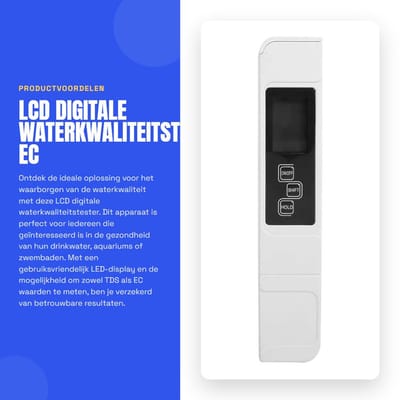 Dailygoods - LCD Digitale Waterkwaliteitstester - EC Temperatuurmeter - LED-display - Wateranalyse - Drinkwater en Aquariums - Professioneel Water...
