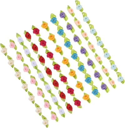 Mini Satijnen Roosjes - Stoffen Bloemen Lint - Handgemaakte Decoratie - 300 Stuks Pakket - 3cm Per Roos - Veelkleurig