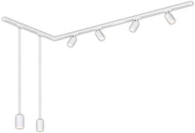 BRILONER Rail - Railverlichting set - opbouwspots + hanglampen - opbouwrail - 4x GU10 spots - draaibaar - 225 cm - wit