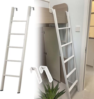 Stapelbedladder Metaal - Hoogslaper Ladder Camper - Veilig Instappen Bed - Verwijderbaar Ruimtebesparend - 160 cm - Wit