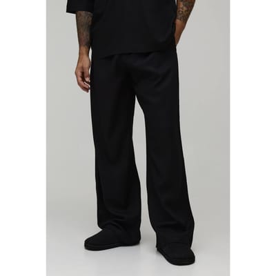 Wide Leg Half & Half Waist Linen Blend Co-Ord Trouser | Black | Size 3XL