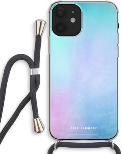 Case Company® - Hoesje met koord geschikt voor iPhone 12 mini hoesje met Koord - Mist pastel - Telefoonhoesje met Zwart Koord - Bescherming aan alle Kanten en Over de Schermrand
