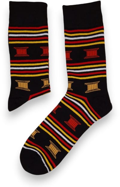 Afrikaanse sokken / Afro sokken / Kente sokken - Zwart Rood Geel - Afrika print kousen / Happy Colorful Socks / Vrolijke sokken Maat 41-46