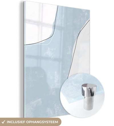 MuchoWow® Glasschilderij 120x160 cm - Schilderij acrylglas - Blauw - Minimalisme - Abstract - Foto op glas - Schilderijen