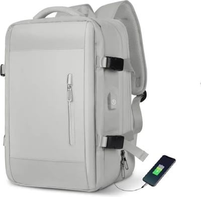 Avoir Avoir®-Veelzijdige en stijlvolle unisex reis-/weekendtas rugzak-Grijs-36-55 liter-45x32x22 cm-NYLON voeringmateriaal-Comfortabele handgreep-USB-uitgang-17 inch laptopvak