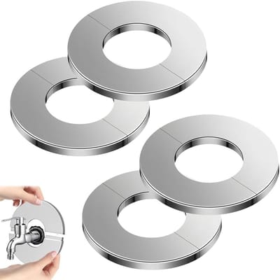Dailygoods- Kraanrozetten 17 mm - 4 Stuks - Hoog Gat - Buisbescherming - Waterkraan - Roestvrij Staal - Slim Design - Radiatorafdekking