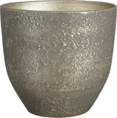 Mica Decorations Plantenpot/bloempot - terracotta - zwart/goud flakes relief- D29/H26 cm