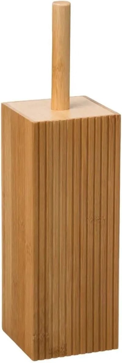 5five Toiletborstel met houder - rechthoekig - bamboe - 37 cm - Badkamer/WC ruimte