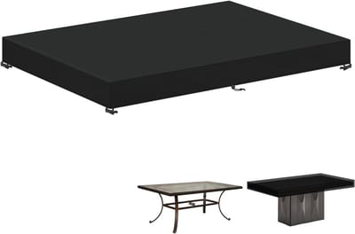 Famanu – Tuintafelhoes Waterdicht Afdekking voor Tuintafel - 420D Tafelafdekking Rechthoekig Tafelhoes Buiten Winddicht Hoes voor Tafelbladen - Outdoor Tafelbladbeschermhoes - 210x100x15cm