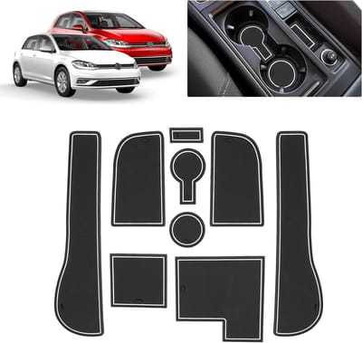 Rubberen Antislipmatten voor VW Golf 7 7.5 R GTD GTI GTE 2013-2019, Perfect voor Console, Cupholder en Deurgroeven, Duurzaam en Waterdicht