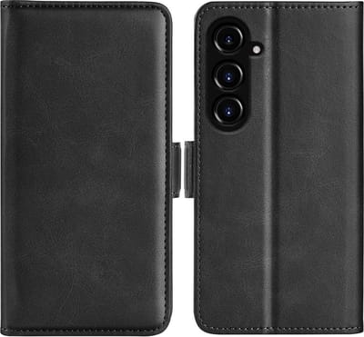 MobyDefend Hoesje - Geschikt voor Samsung Galaxy S23 FE - Luxe Wallet Book Case (Sluiting Zijkant) - Zwart