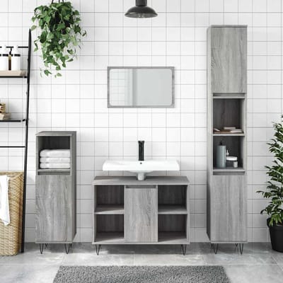vidaXL - Badkamerkast - 80x33x60 - cm - bewerkt - hout - grijs - sonoma - eikenkleurig