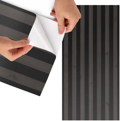 Tulup Meubelfolie - Zwarte banden Meubelfolie Zelfklevend - 65x130 cm - Zwart Meubelfolie - Meubelfolie Zelfklevend - Minimalist Meubelfolie - Wrapfolie Keuken - Wanddecoratie - Achtergronden en patronen