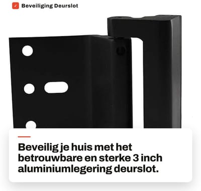 Dailygoods- Deurslot Veiligheid - Versterking Dode Bout - Aluminiumlegering - Zwart - 3 Inch - Bestand tegen 800 lbs - Veiligheidsdeurslot