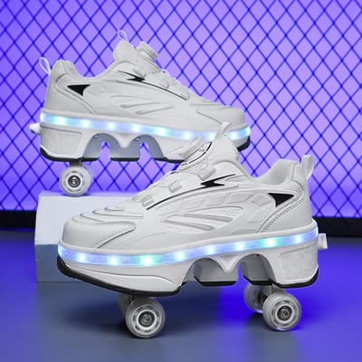 Nieuwe Vierwielige Wegloop Schoenen, Vervormbare Schoenen, Automatisch Telescopische Rollerblades, LED Oplaadbare Skates 39