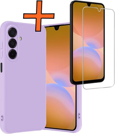 Hoes - Met Screenprotector - Geschikt voor Samsung Galaxy A26 - Sterk & Shockproof - Back Cover - Siliconen Case - Telefoon Hoes - Lila